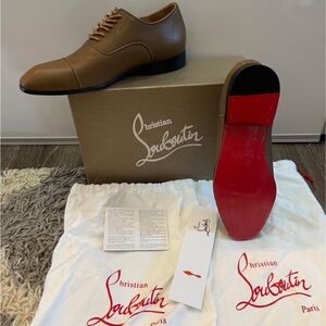 Christian Louboutin Tan Leather Oxfords with Red Sole